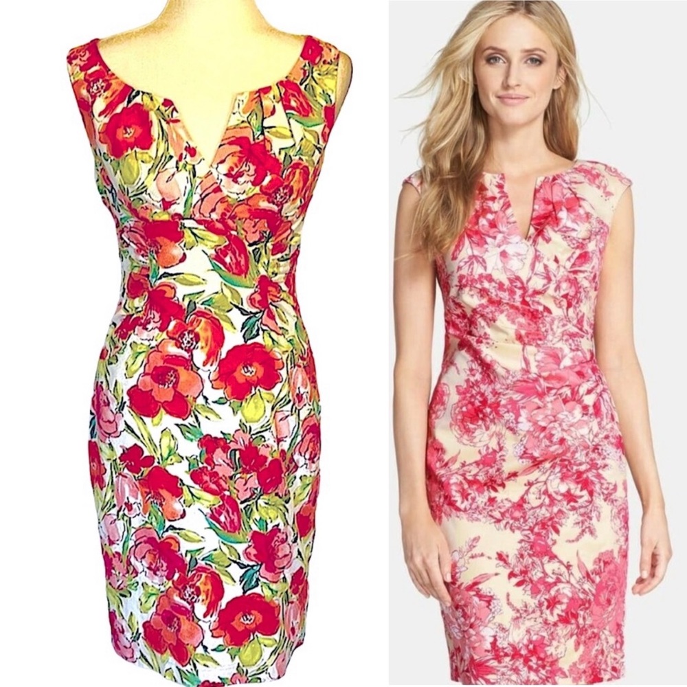 Adrianna Papell Gorgeous Petite Floral Print Sheath Dress Petite 6